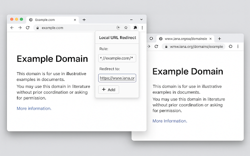 Redirect URL Rewrite  from Chrome web store to be run with OffiDocs Chromium online