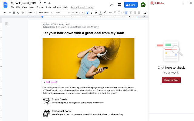 Red Marker for Google Docs  from Chrome web store to be run with OffiDocs Chromium online