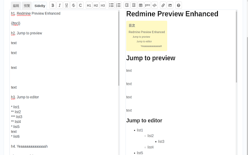 Redmine Preview Enhanced  from Chrome web store to be run with OffiDocs Chromium online