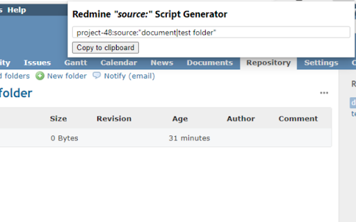 Redmine source: Script Generator (HX Inc.)  from Chrome web store to be run with OffiDocs Chromium online