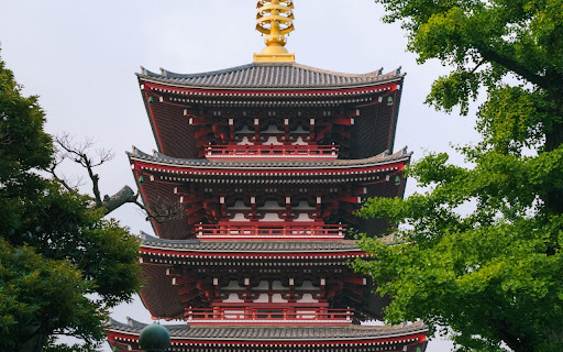 Red Pagoda Amidst the Green Forest  from Chrome web store to be run with OffiDocs Chromium online