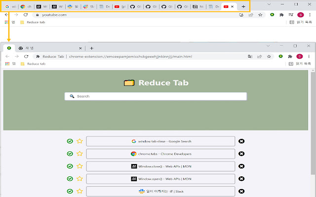 Reduce Tab  from Chrome web store to be run with OffiDocs Chromium online