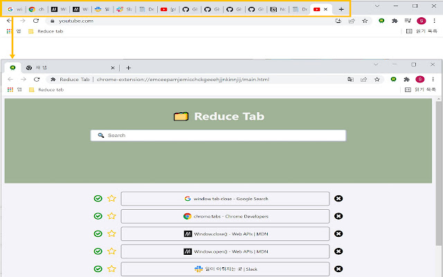 Reduce Tab  from Chrome web store to be run with OffiDocs Chromium online