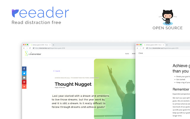 Reeader Minimal reader with speed reading  from Chrome web store to be run with OffiDocs Chromium online