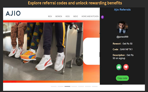 ReferKaro Referral Codes  from Chrome web store to be run with OffiDocs Chromium online
