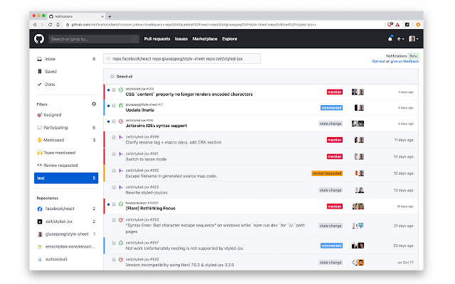 Refined GitHub Notifications  from Chrome web store to be run with OffiDocs Chromium online