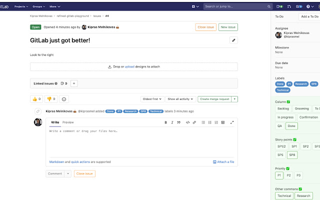 Refined GitLab  from Chrome web store to be run with OffiDocs Chromium online