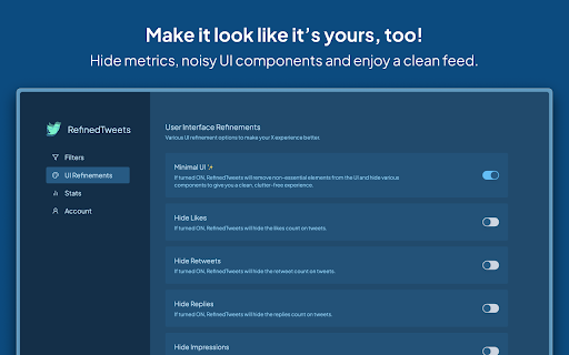 RefinedTweets  from Chrome web store to be run with OffiDocs Chromium online
