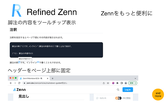 Refined Zenn  from Chrome web store to be run with OffiDocs Chromium online