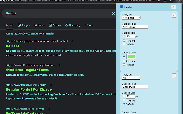 Re Font  from Chrome web store to be run with OffiDocs Chromium online