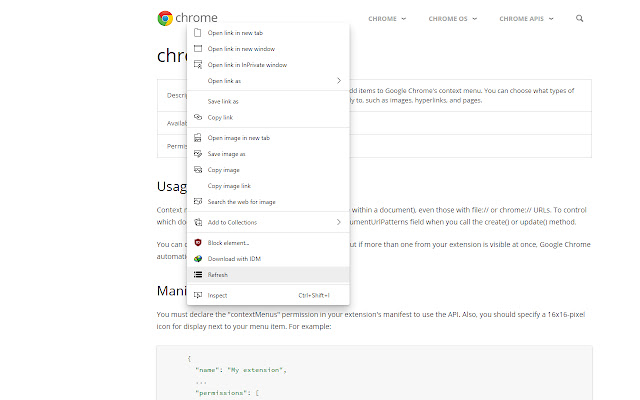 Refresh always in Menu  from Chrome web store to be run with OffiDocs Chromium online