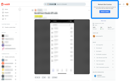 Refresh Site Cookies  from Chrome web store to be run with OffiDocs Chromium online