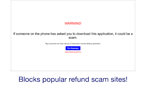 Refund Scam Blocker  from Chrome web store to be run with OffiDocs Chromium online