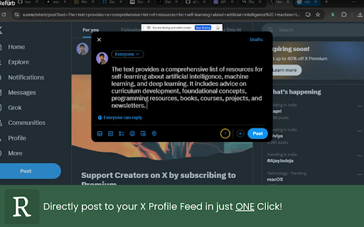 Refurb  from Chrome web store to be run with OffiDocs Chromium online