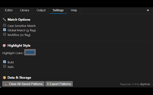 RegexLab – Real time Regex Tester  Highlighter  from Chrome web store to be run with OffiDocs Chromium online