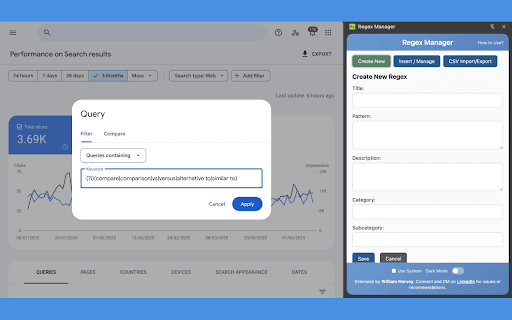 Regex Manager  from Chrome web store to be run with OffiDocs Chromium online