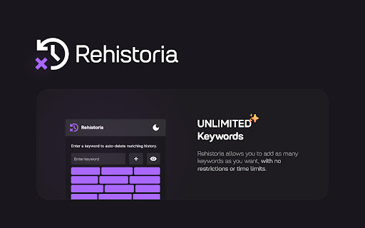 Rehistoria: Auto Delete History by Keywords  from Chrome web store to be run with OffiDocs Chromium online