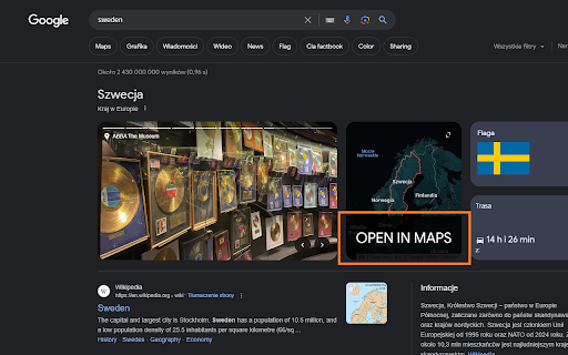 Re introduce google maps links to search page  from Chrome web store to be run with OffiDocs Chromium online