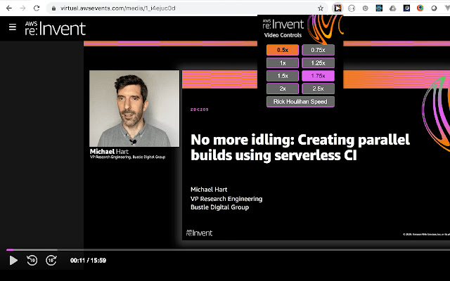 re:Invent Video Speed Controls  from Chrome web store to be run with OffiDocs Chromium online