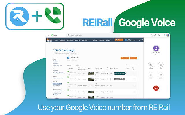 REIRail  Google Voice  from Chrome web store to be run with OffiDocs Chromium online