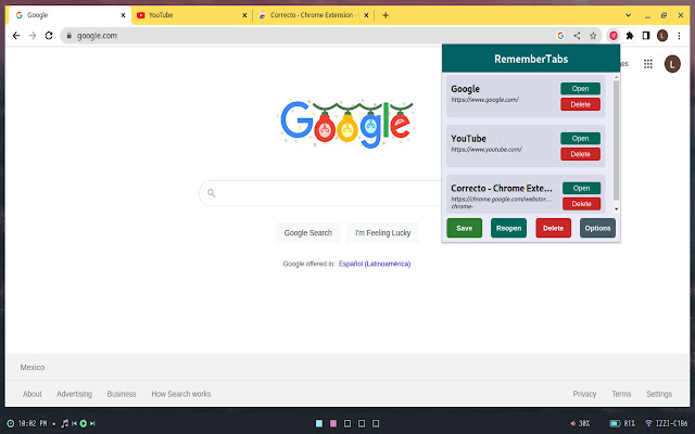 Remember Tabs Save  Restore your tabs  from Chrome web store to be run with OffiDocs Chromium online