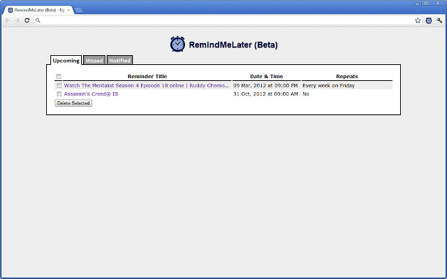 RemindMeLater (Beta)  from Chrome web store to be run with OffiDocs Chromium online