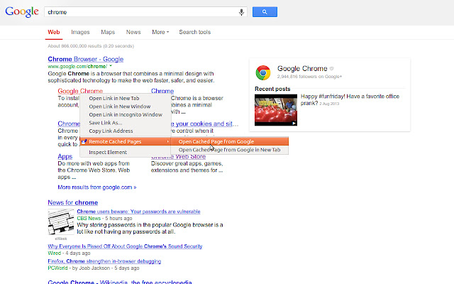 Remote Cached Pages  from Chrome web store to be run with OffiDocs Chromium online