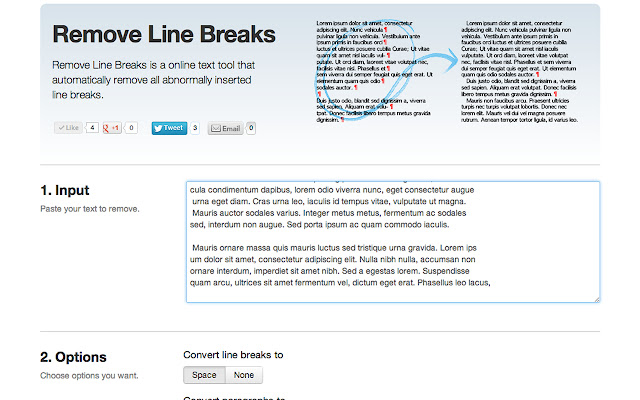 Remove Line Breaks  from Chrome web store to be run with OffiDocs Chromium online