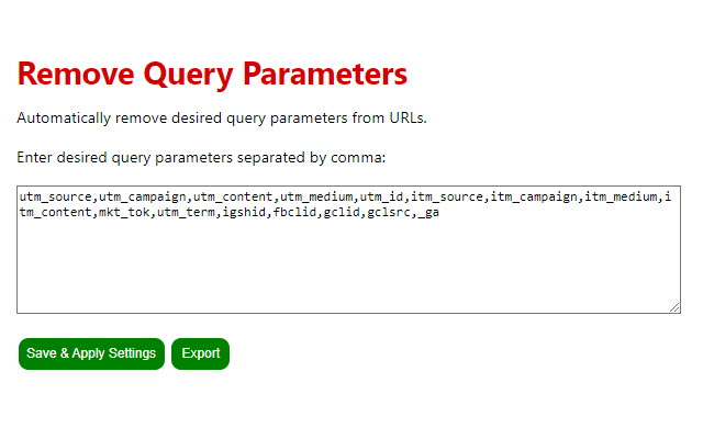 Remove Query Parameters (Beta)  from Chrome web store to be run with OffiDocs Chromium online