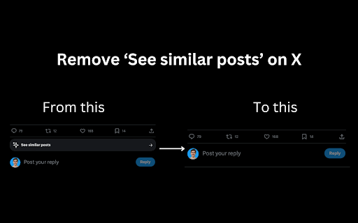 Remove See similar posts button on X  from Chrome web store to be run with OffiDocs Chromium online