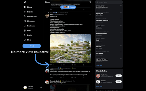 Remove Twitter View Count  from Chrome web store to be run with OffiDocs Chromium online