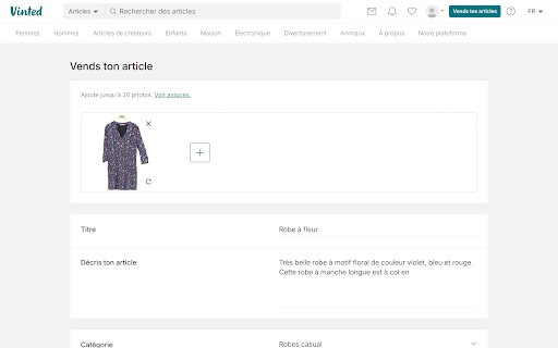 Remplissage automatique Vinted  from Chrome web store to be run with OffiDocs Chromium online