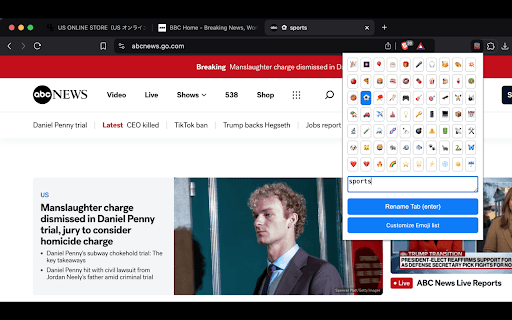 Rename Tab  from Chrome web store to be run with OffiDocs Chromium online