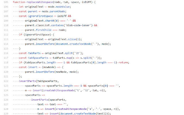 Render Whitespace on GitHub  from Chrome web store to be run with OffiDocs Chromium online