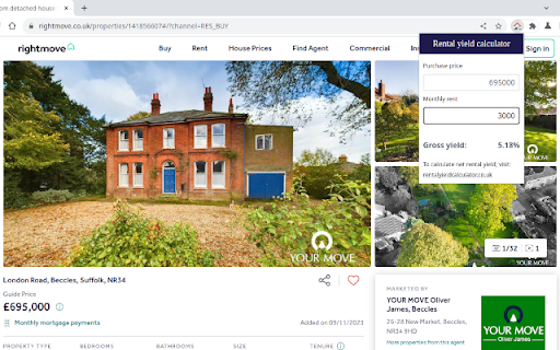 Rental Yield Calculator  from Chrome web store to be run with OffiDocs Chromium online