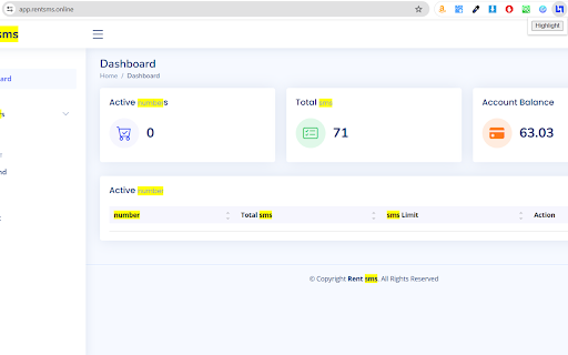 RentSms  from Chrome web store to be run with OffiDocs Chromium online