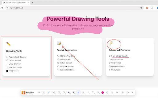 Repaint  from Chrome web store to be run with OffiDocs Chromium online