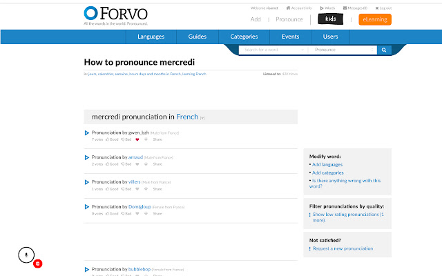 Repeat after Forvo  from Chrome web store to be run with OffiDocs Chromium online