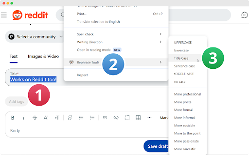 Rephrase Tools  from Chrome web store to be run with OffiDocs Chromium online