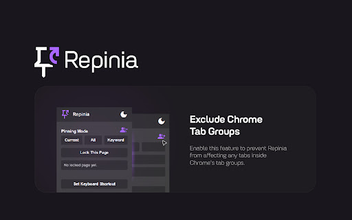 Repinia: Pin/Unpin Tabs by Keywords (Keyboard Shortcut)  from Chrome web store to be run with OffiDocs Chromium online