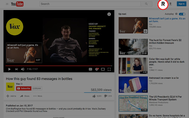 Replayr YouTube Button  from Chrome web store to be run with OffiDocs Chromium online
