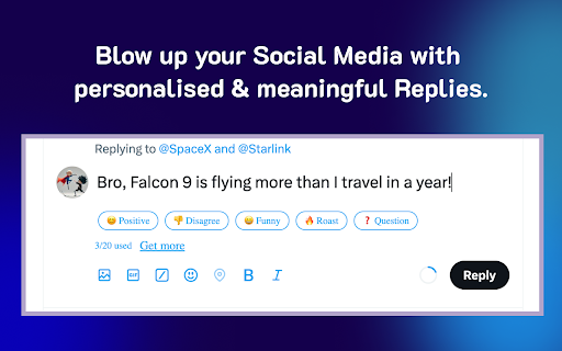 replyDone AI powered comments for LinkedIn/X (Twitter)  from Chrome web store to be run with OffiDocs Chromium online