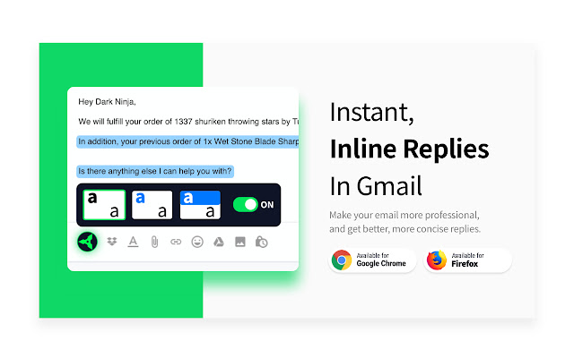 Reply Ninja  from Chrome web store to be run with OffiDocs Chromium online