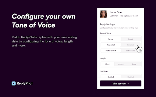 ReplyPilot  from Chrome web store to be run with OffiDocs Chromium online