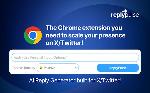 Reply Pulse Supercharge your X/Twitter Replies  from Chrome web store to be run with OffiDocs Chromium online