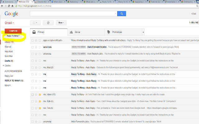 Reply To Many**  from Chrome web store to be run with OffiDocs Chromium online