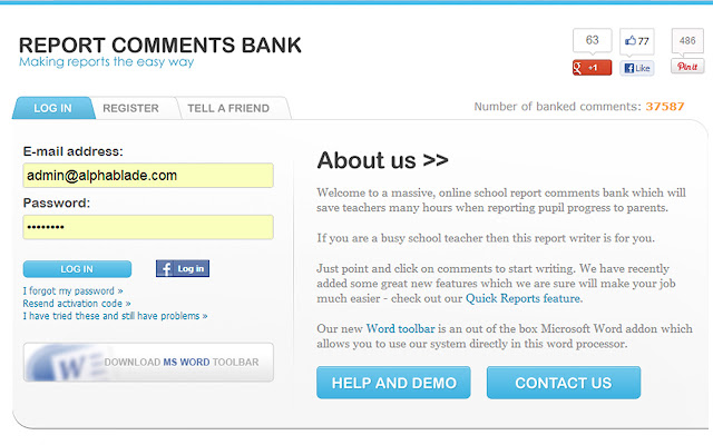 Report Comments Bank  from Chrome web store to be run with OffiDocs Chromium online