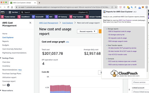 Reports for AWS Cost Explorer  from Chrome web store to be run with OffiDocs Chromium online