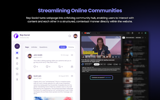 Rep Social  from Chrome web store to be run with OffiDocs Chromium online
