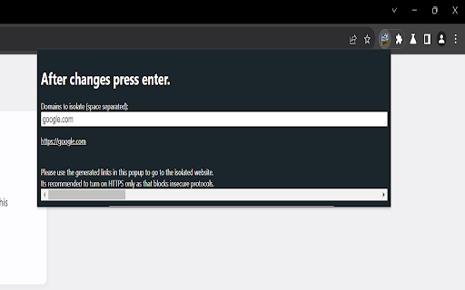 RequestIsolation  from Chrome web store to be run with OffiDocs Chromium online